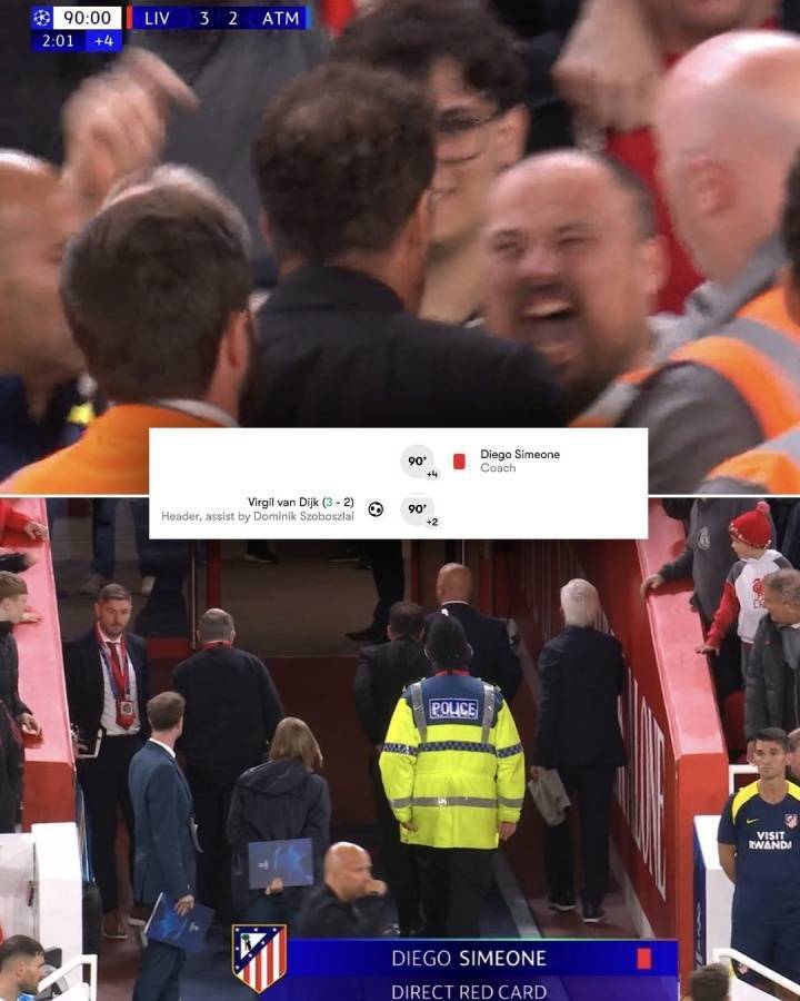 遭绝杀后染红！西蒙尼：被骂了90分钟，我行为不合理但我也是人